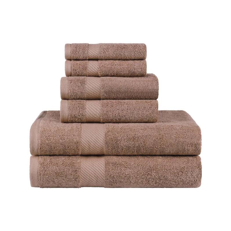 Superior Luxury Solid Highly Absorbent Egyptian Cotton 6 Piece Bath, Face, and Hand Towel Set