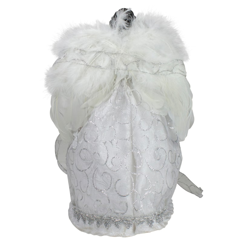 14" African American Silver White Angel Christmas Tree Topper, Unlit