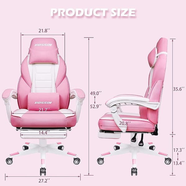 dimension image slide 3 of 7, BOSSIN Racing Style Gaming Chair,400 lbs Big and Tall gamer chair High Back Computer Chair