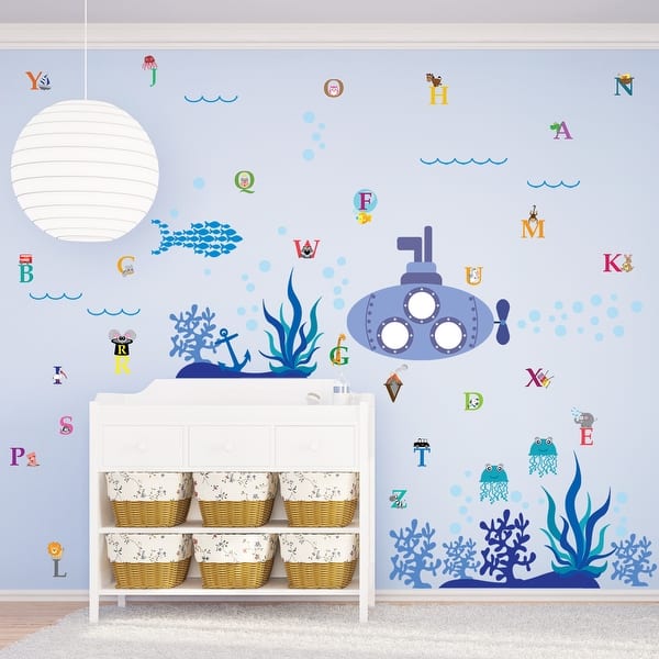 slide 2 of 6, Walplus Ocean World Learning Alphabet Letters Wall Sticker Nursery Decor