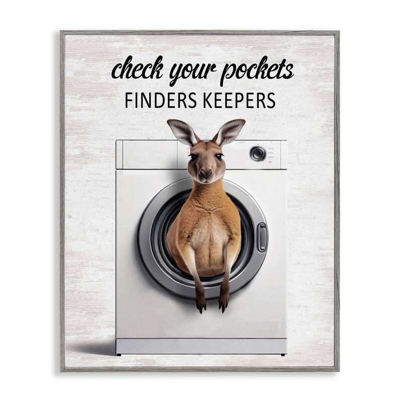 Stupell Finders Keepers Laundry Rule Framed Giclee Art Design By Lettered and Lined - 24 x 30 - Grey