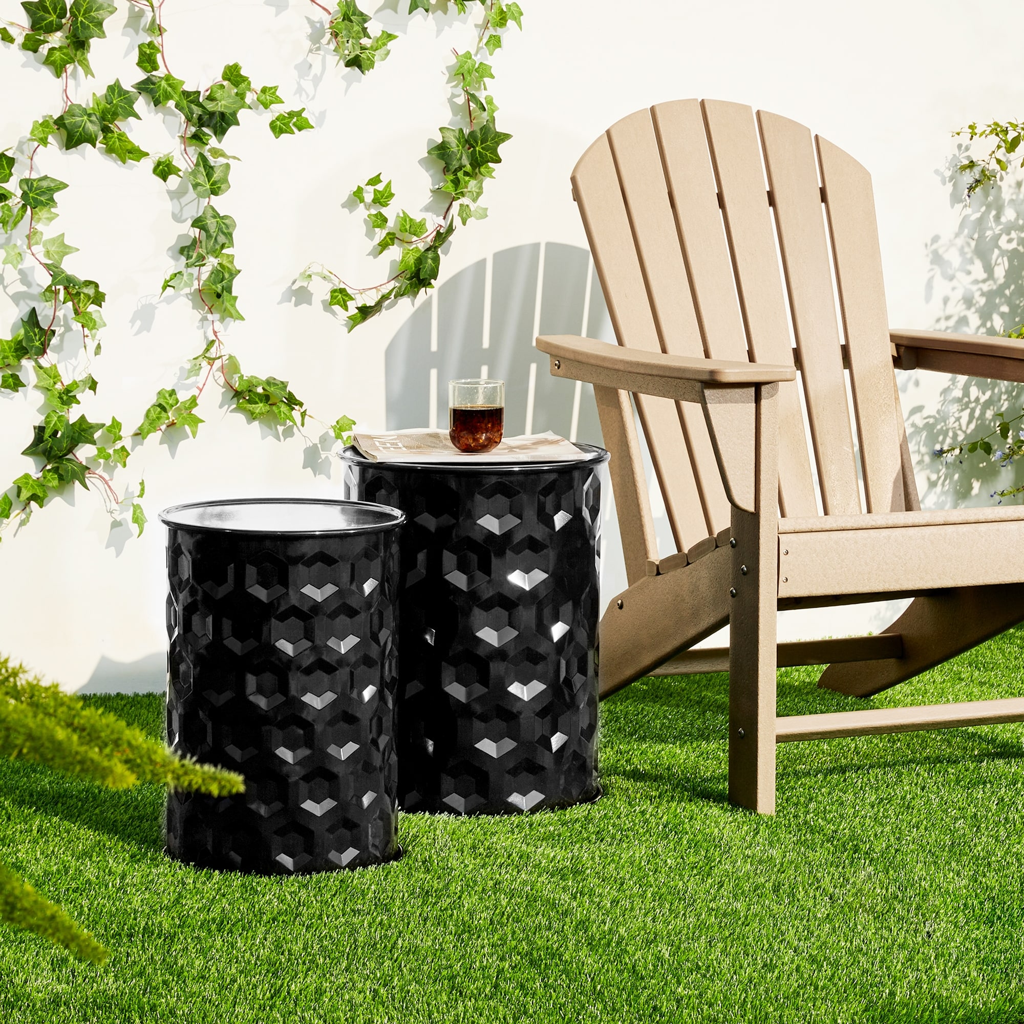 Black metal online garden stool