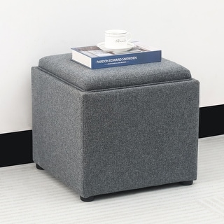 Adeco Storage Ottoman With Tray