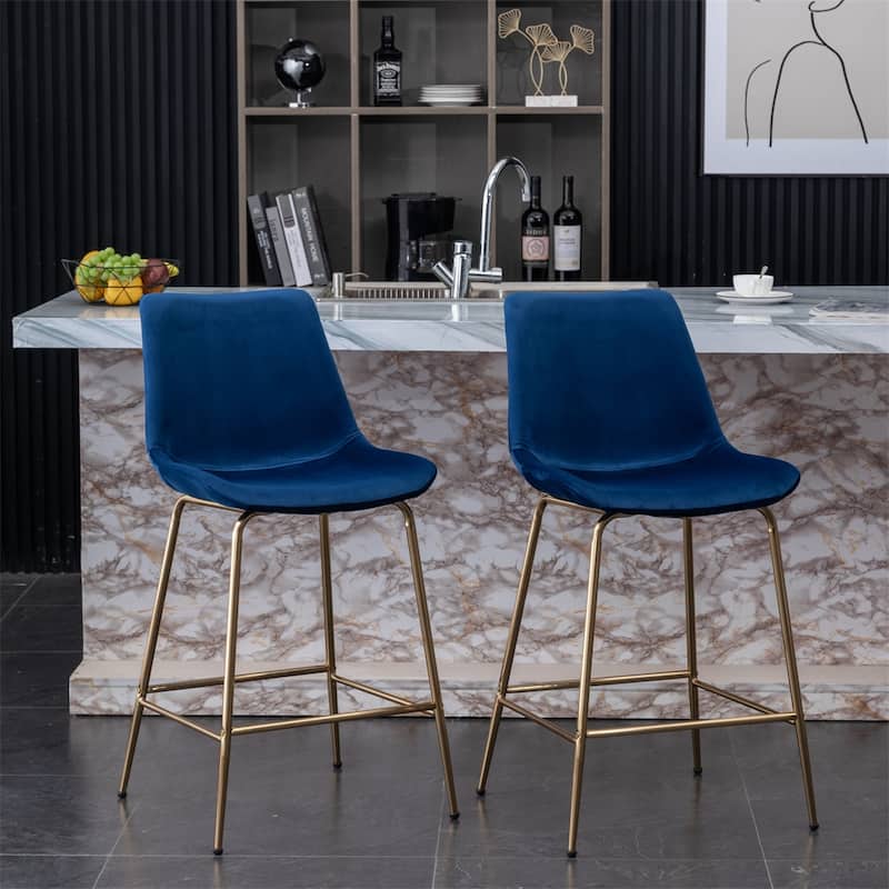 Modern Velvet 26.50 Counter Height Stool,Set of 2 - Blue