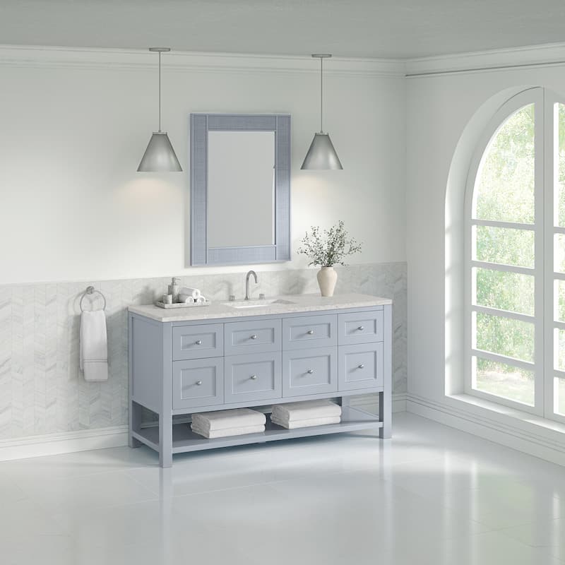 Breckenridge 60" S Vanity, Serenity Blue, w/FreePower Wireless Charger