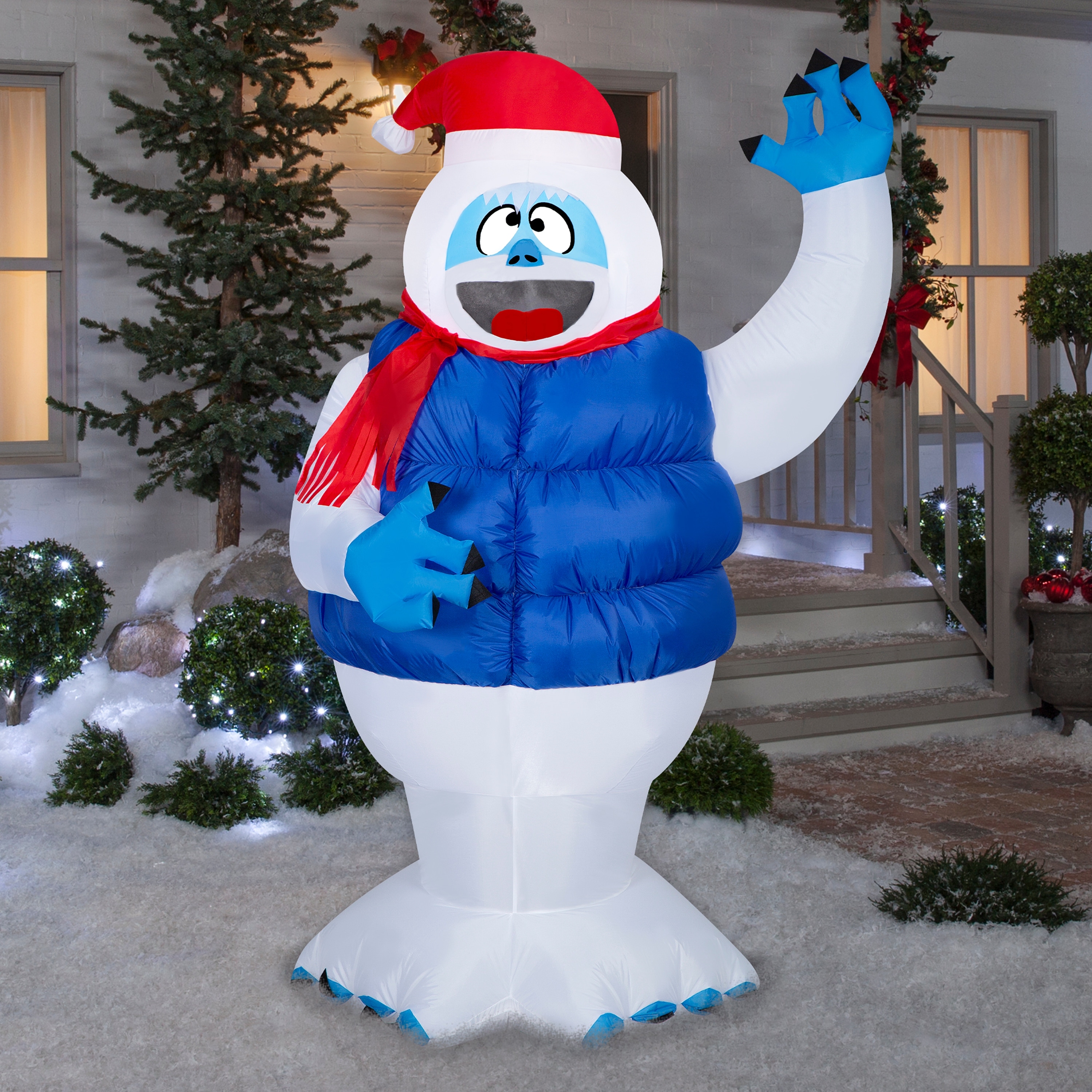 Gemmy Christmas Inflatable Bumble in Blue Puffer Vest, 6.5 ft Tall
