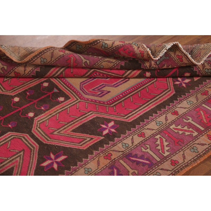 Over Dyed Meshkin Persian Vintage Runner Rug Handmade Wool Carpet - 4'5"x 10'11"