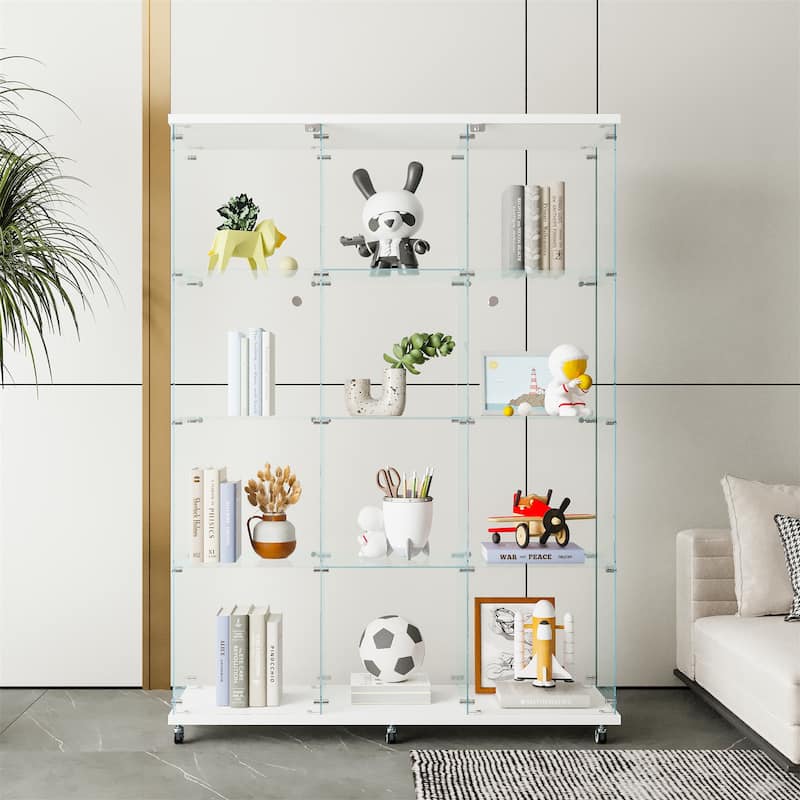 Floor Standing Glass Display Cabinet with 4 Shelves Extra Large