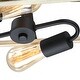 preview thumbnail 8 of 9, 12.6 in. 2-Light Black and Wood Farmhouse Open Cage Semi-Flush Mount Ceiling Light - 12.6"W