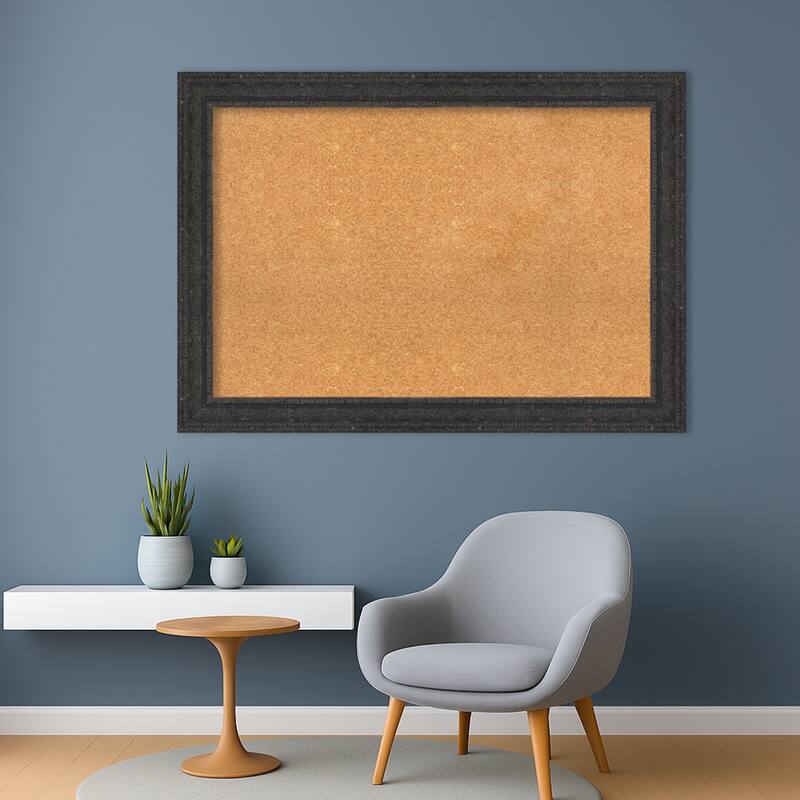 Attic Aged Black Wood Framed Cork Board - Bulletin Board, Organization Board, Pin Board