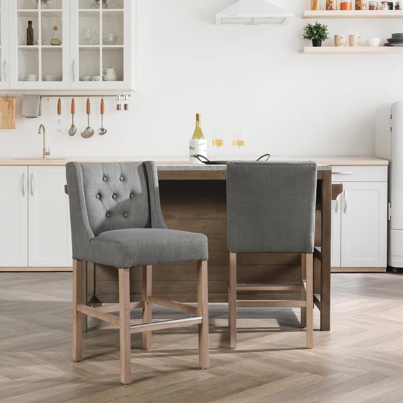 The Gray Barn Flying Hawk Tufted Upholstered 24-inch Counter Stool