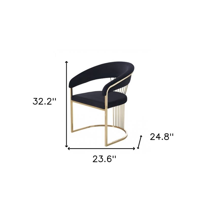 Modern Black and Gold Velvet Upholstered Dining Chair with Steel Legs - 24.80” x 23.60” x 32.20”