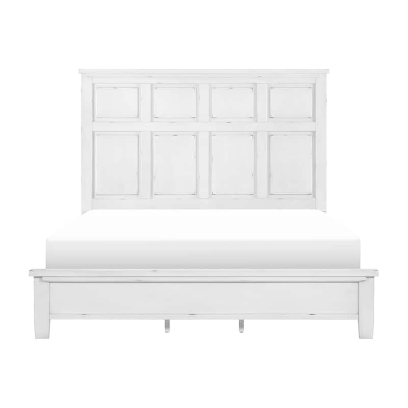 Gemi Queen Size Bed with Headboard, Footboard, Clean Design White Wood