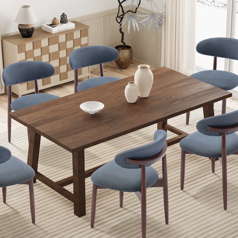 Modern Fabric Upholstered Kitchen Side Chairs, Farmhouse Dining Room Chair with Foot Pegs
