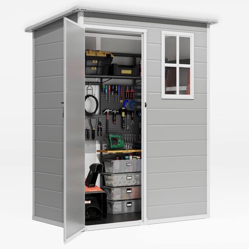 5' x 3' All Weather Durable Resin Outdoor Storage Shed with Floor for Patio Furniture and Tools