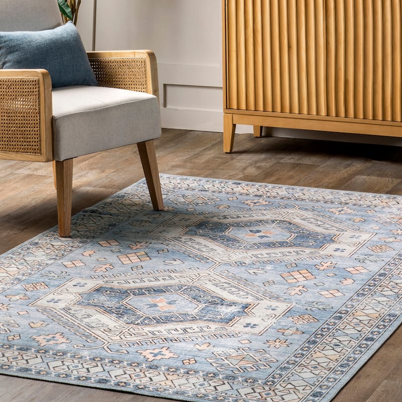 Nuloom Mae SpinClean Tribal Motif Machine Washable Area Rug