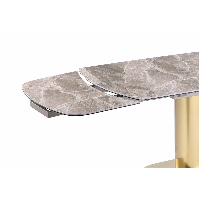 Somette Karlia Kimmy Marbleized Sintered Stone Dining Set with Gray Chairs