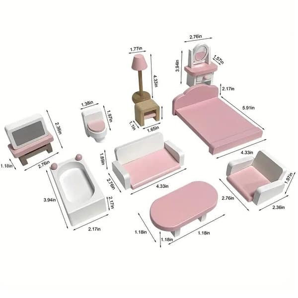 dimension image slide 0 of 2, Enchanting Large Wooden Dollhouse Playset Kids Imaginative Role Play Toy