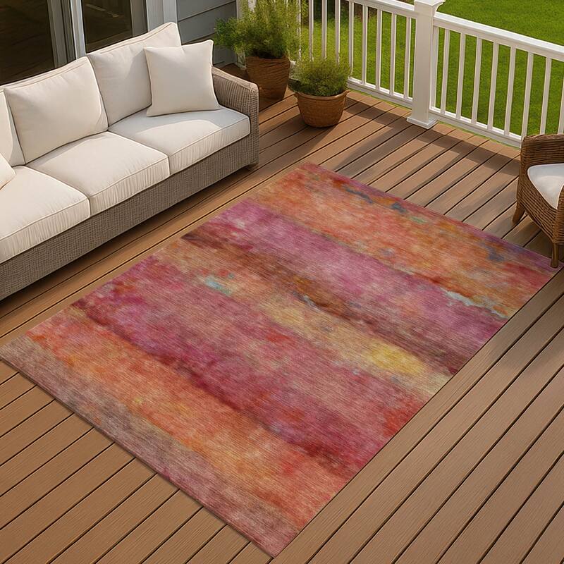Machine Washable Indoor/ Outdoor Contemporary Ombre Chantille Rug - Pink - 2'6" x 3'10"
