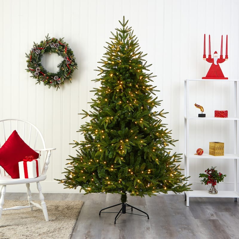 6.5ft. Fir Look Artificial Christmas Tree with 400 Clear LED Lights & 2056 Branches - Bright Festive Holiday X-Mas Display