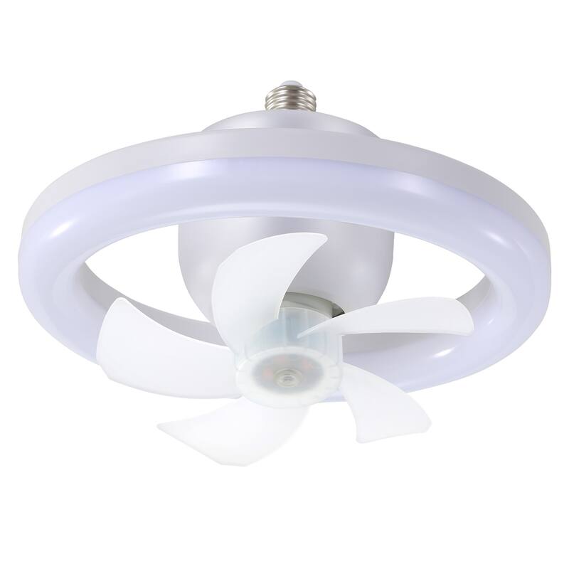 10" Indoor White E26 Socket Ceiling Fan with Light and Remote Control, Oscillating - White