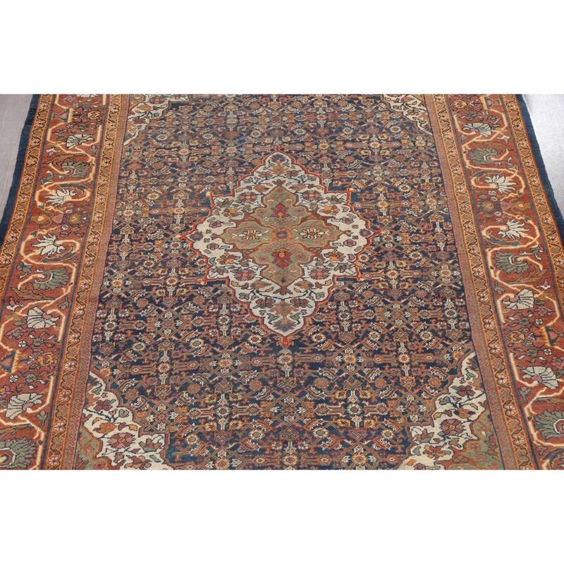 Pre-1900 Vegetable Dye Mahal Persian Area Rug Hand-knotted Wool Carpet - 8'10" x 11'8"