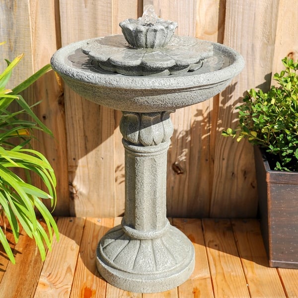 slide 2 of 13, Ashlee Weathered Concrete Tiered Birdbath - 17" x 26"