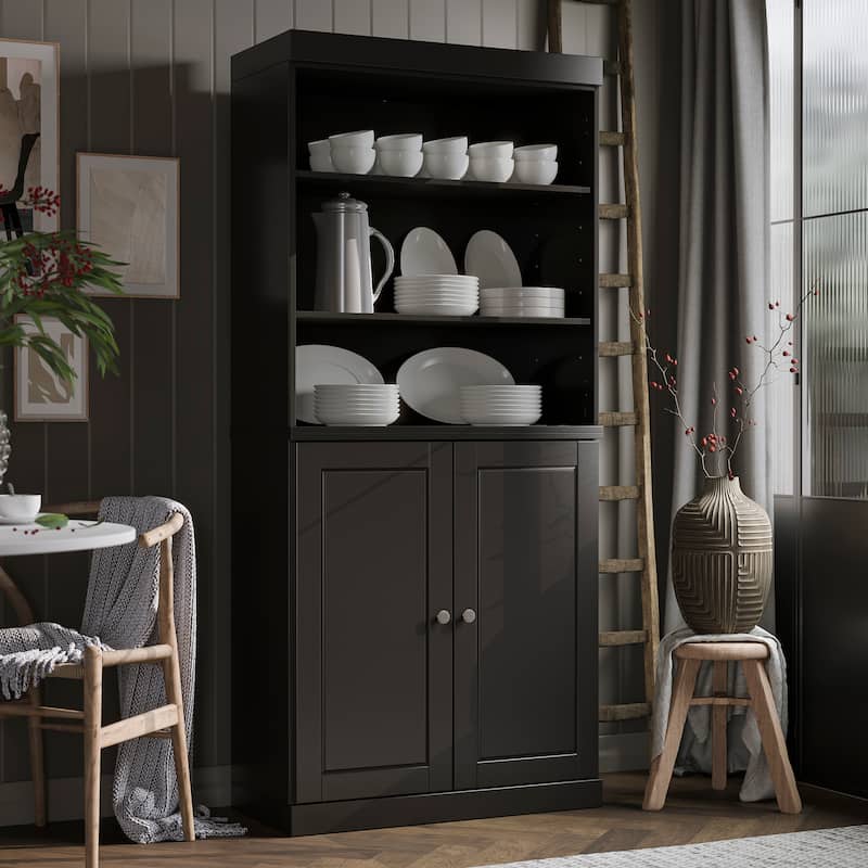 100% Solid Wood 32" Kitchen Pantry Cabinet with 2 Doors by Palace Imports