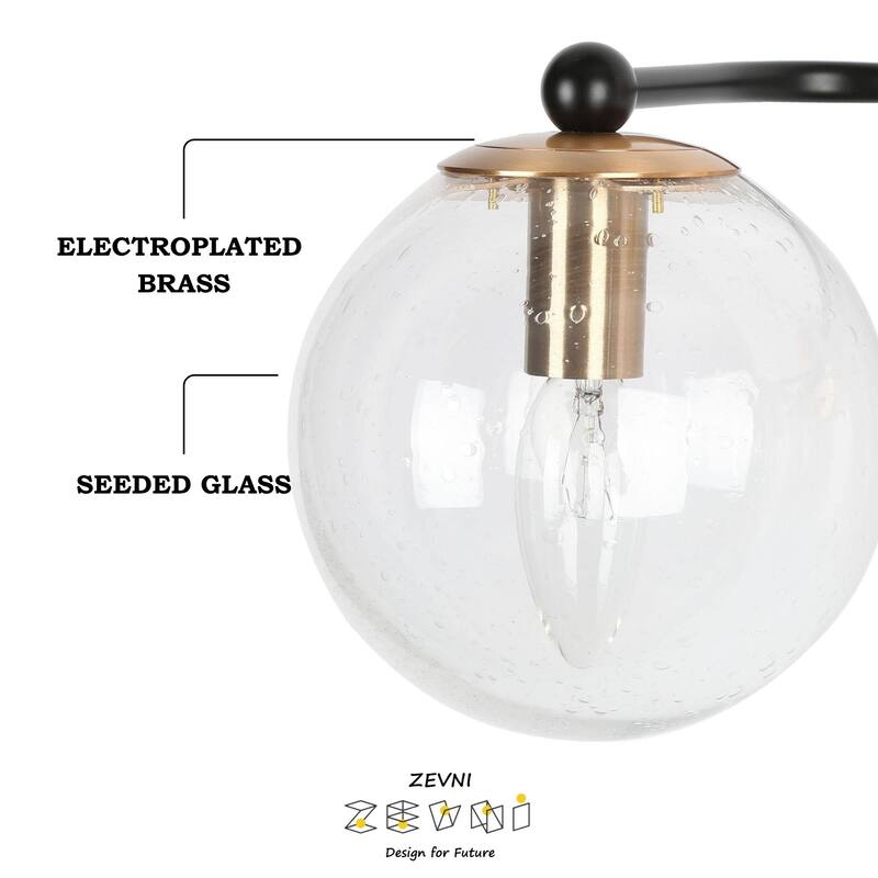 Modern 2/3 Light Black Gold Bathroom Vanity Lights Over Mirror Dual Globe Seeded Glass Wall Sconces Fixture for Bathroom
