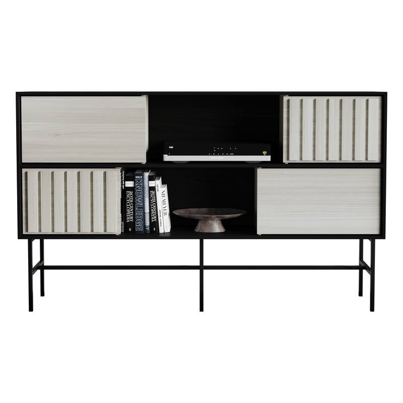 CraftPorch Modern Wooden TV Stand Console - Light Grey