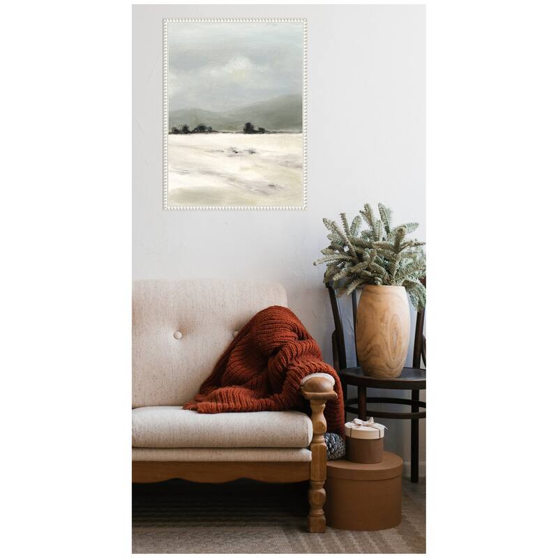Kate and Laurel Sylvie Beaded December Mist 2 Framed Canvas by Mackenzie Nelson