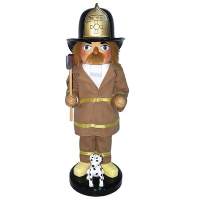14" Fireman with Ax and Dalmatian Christmas Nutcracker