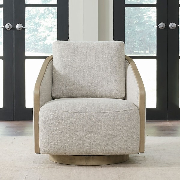 slide 2 of 18, Liberty Furniture Nora Upholstered Swivel Accent Chair -Light Brown, Dark Brown - Width 32" x Depth 35" x Height 32" Light Brown Frame, Nathan Ginger Fabric