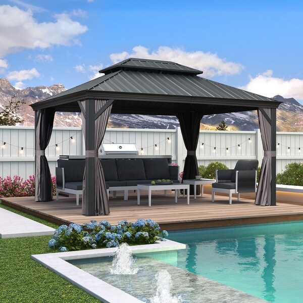 早割チケット PURPLE LEAF Outdoor Galvanized Steel Hardtop Gazebo 小物