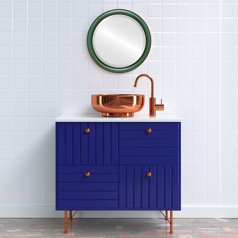 Pasadena Framed Round Mirror in Hunter Green - Green/Brown