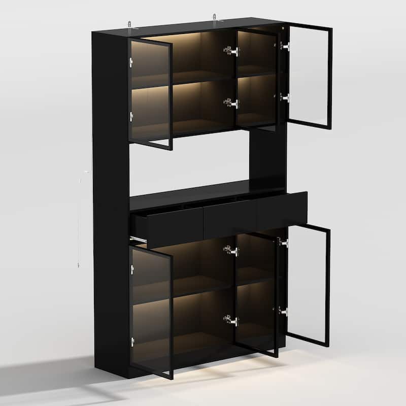 Sleek Modular Curio Wine Cabinet Storage Solution with Glass Doors