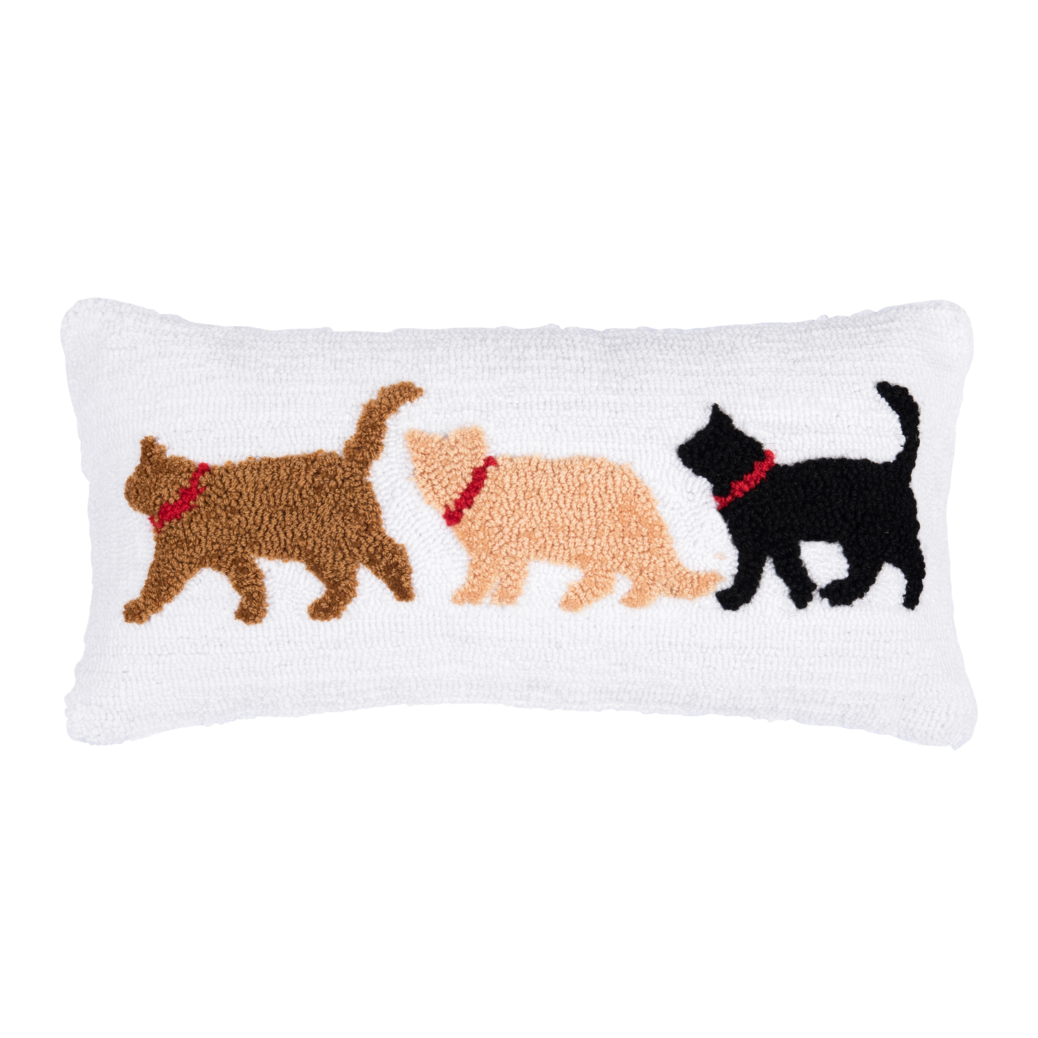 Cat Trio Hooked Pillow