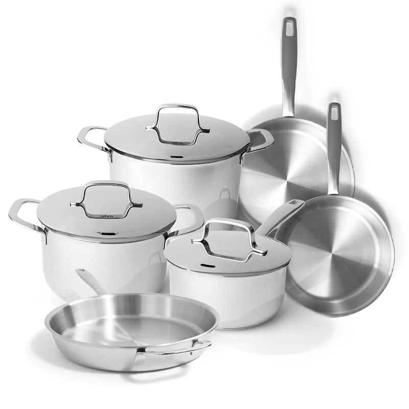 Alva Maestro 5-Ply Stainless Steel Cookware Set - Non-Toxic Pots & Pans - 9 Piece Set