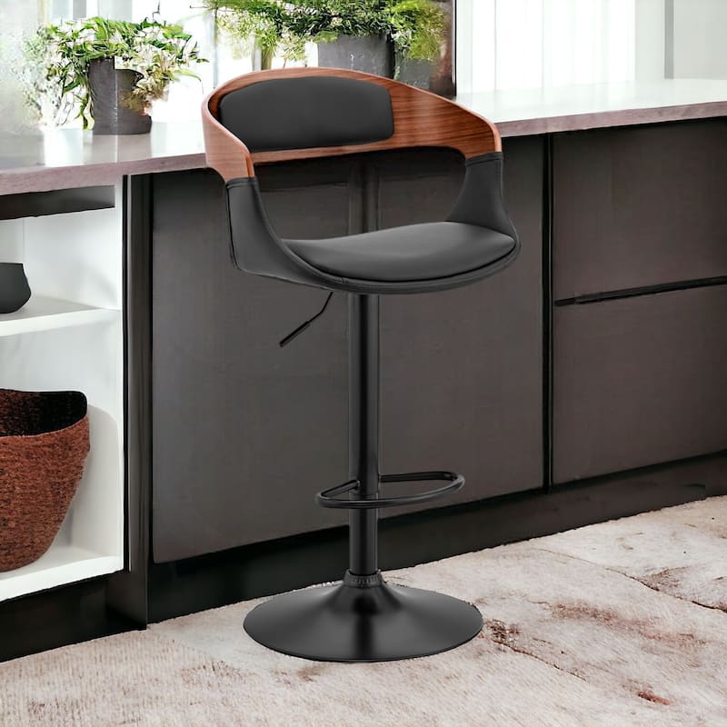 43” Adjustable Height Contemporary Kitchen Counter Bar Chair with Upholstered Seat and Iron Frame - 43”H x 20”W x 19”D