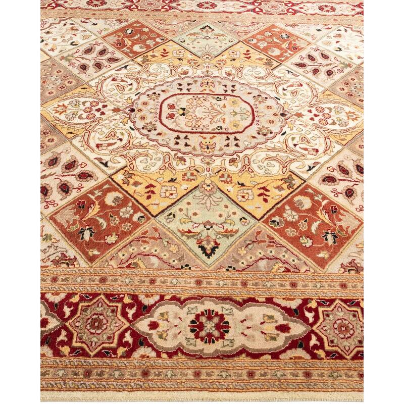 Overton Hand Knotted Wool Traditional Oriental Ivory Area Rug - 6' x 9'