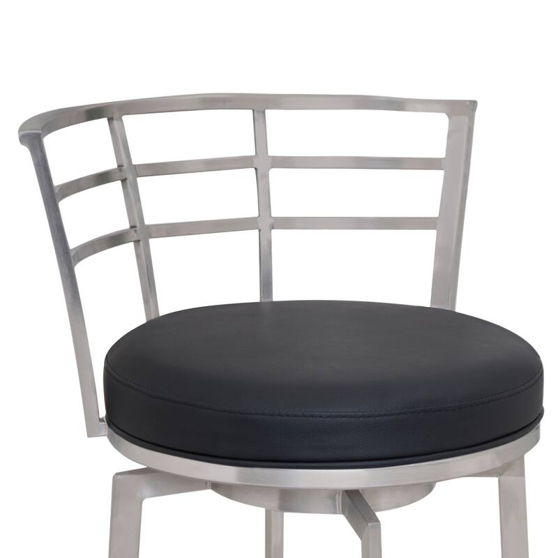 Armen Living Viper Faux Leather and Stainless Steel Swivel Counter Stool