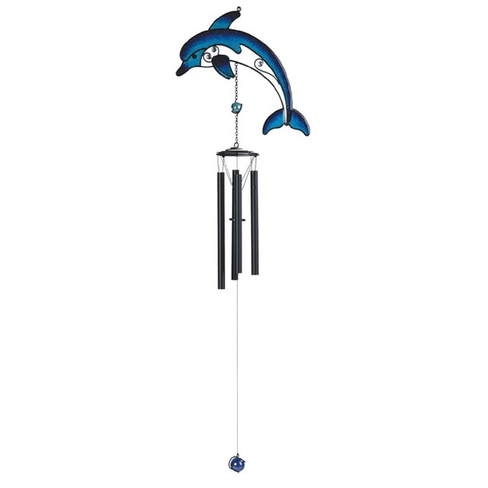 Lbk Furniture 35" Dolphin Wind Chime For Indoor And Outdoor Hanging Decoration Garden Patio Porch