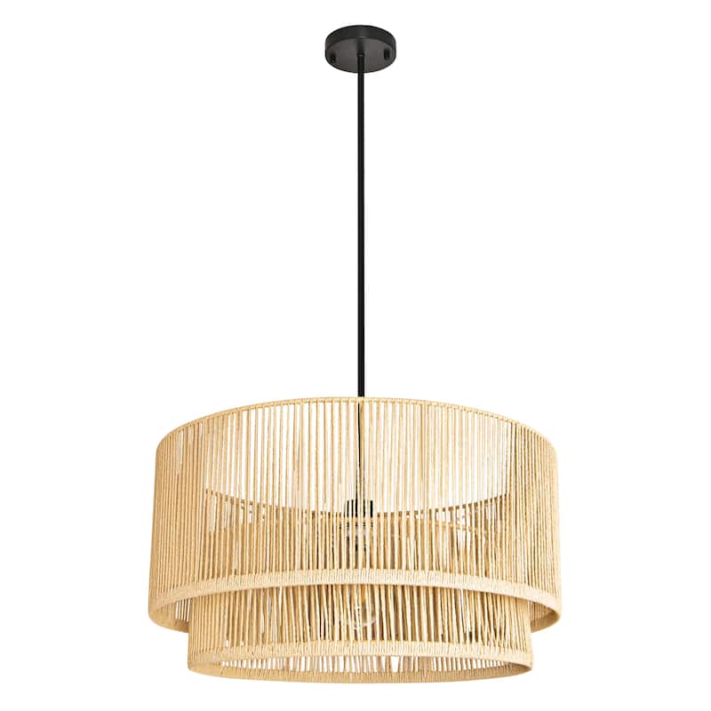 1-Light Rattan Rope Handwoven Hanging Pendant Light