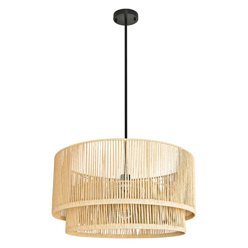 Boho Light Fixture 2-Tier Handwoven Rattan Pendant Lights