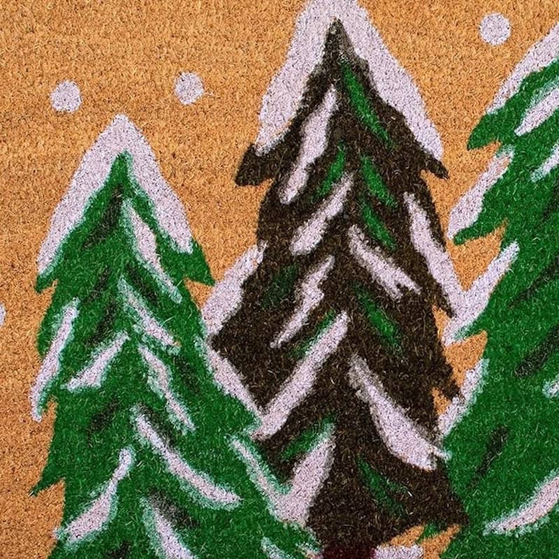 HomeRoots 24" X 36" Brown Green And White Christmas Trees Outdoor Coir Door Mat - 24.00' X '36.00