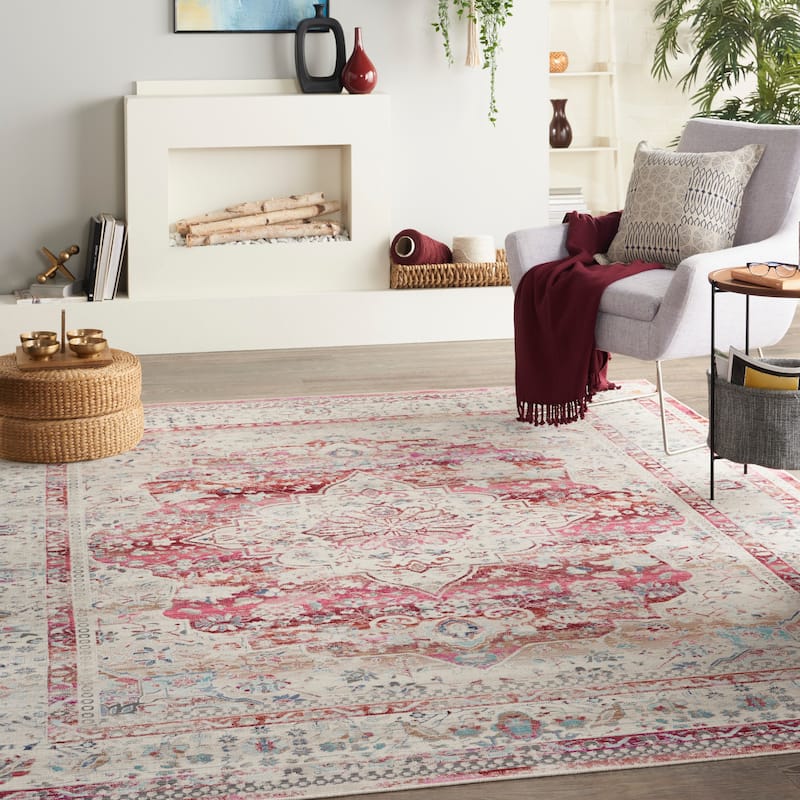 Nourison Vintage Kashan Persian Medallion Area Rug - 8'10" x 11'10" - Red/Ivory - Rectangle