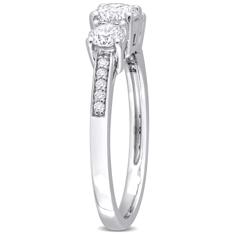 Miadora White Platinum Oval Round or Emerald Diamonds 3-Stone Engagement Ring 1ct TDW