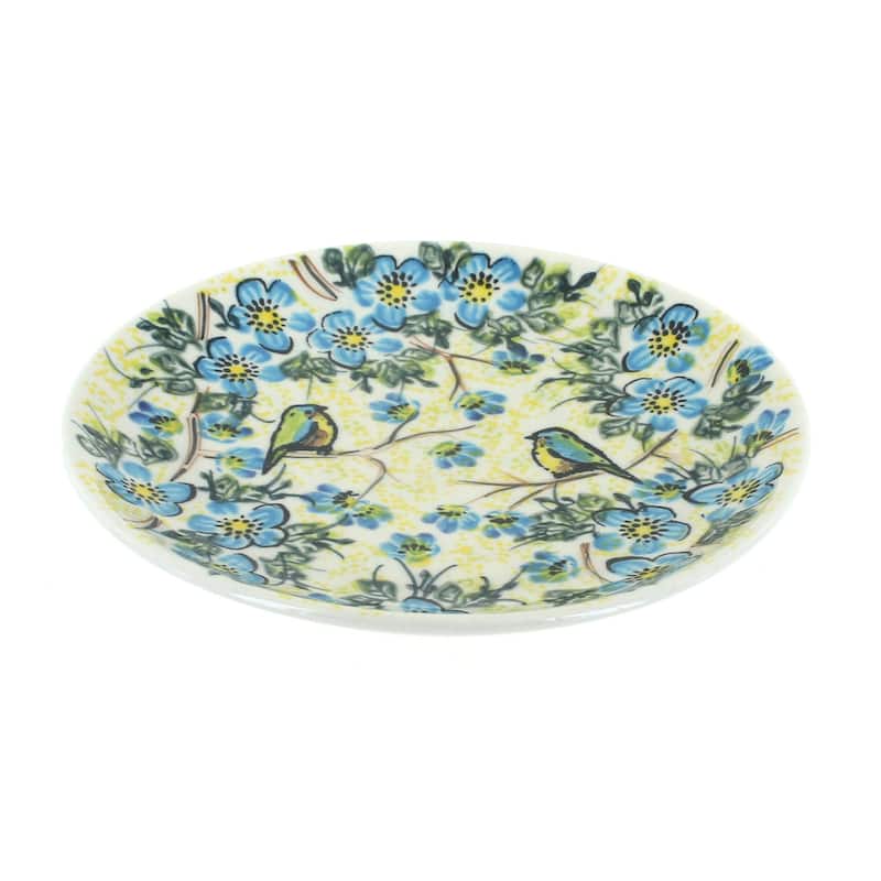 Blue Rose Polish Pottery Vena Dessert Plate - Bluebird