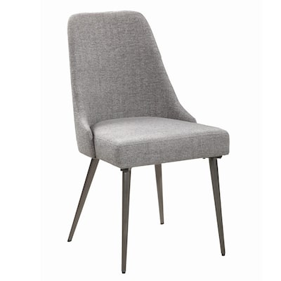 Gray/Gray Fabric Upholstered Metal Frame Dining Chair, Set of 2, Sturdy Dining Chair for Dining Rooms - 21.75