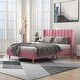 preview thumbnail 58 of 58, Alazyhome Upholstered Platform Bed Frame Pink - Full